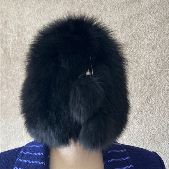 Elegant Black Fur Hat, black fox, fits medium size hat, new, made in Romania main image 10